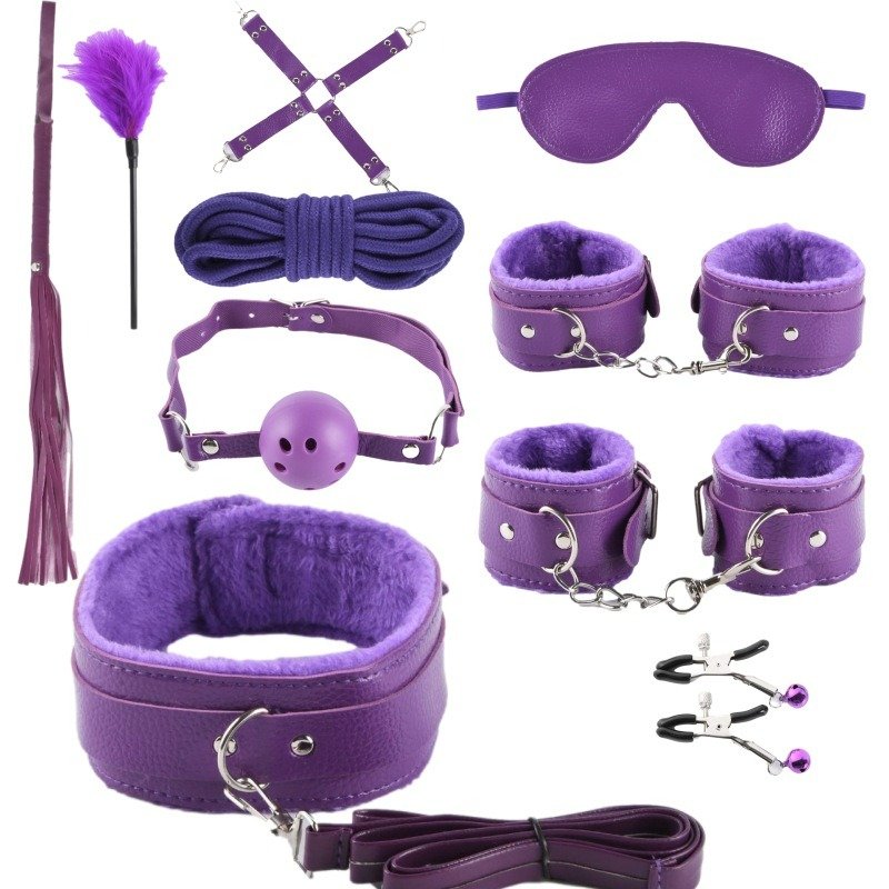 Props Leather handcuffs props weighted buckle plush handcuffs colorful bondage gear for female couple photo script kill game