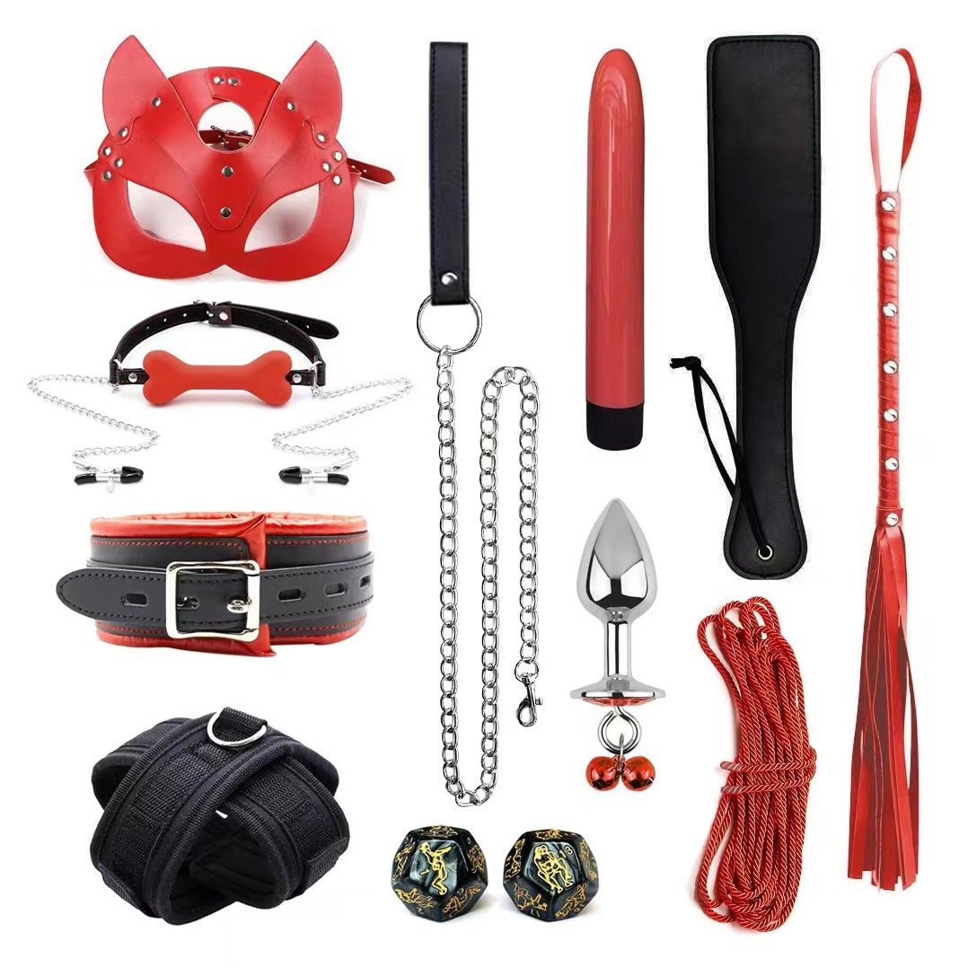 22PCS Fetish Kits Restraints Bondage Plush Leather Sexy Flirting Alternative Toys Tied BDSM Japanese Bondage Set