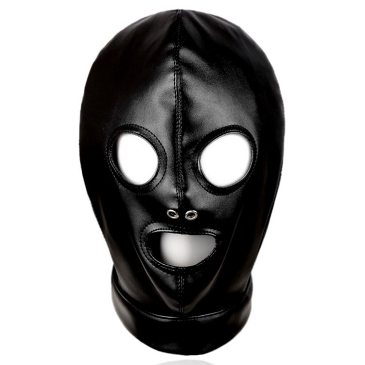 Leather fetish gear sexy cosplay hood head harness bondage restraint adult game sex toy for women men gay couple