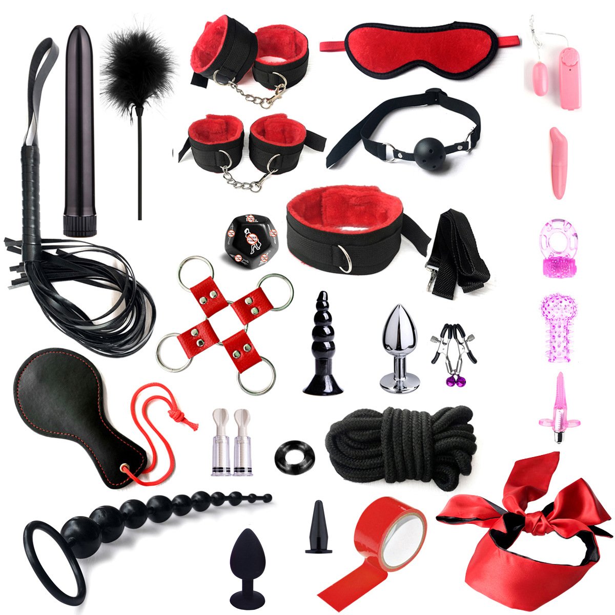 Delove 28pcs and 17pcs Bdsm Slave Sex Toys Game Gear Bondage Set Sm Anal Vibrator Accessories With Sex Toys For Couple