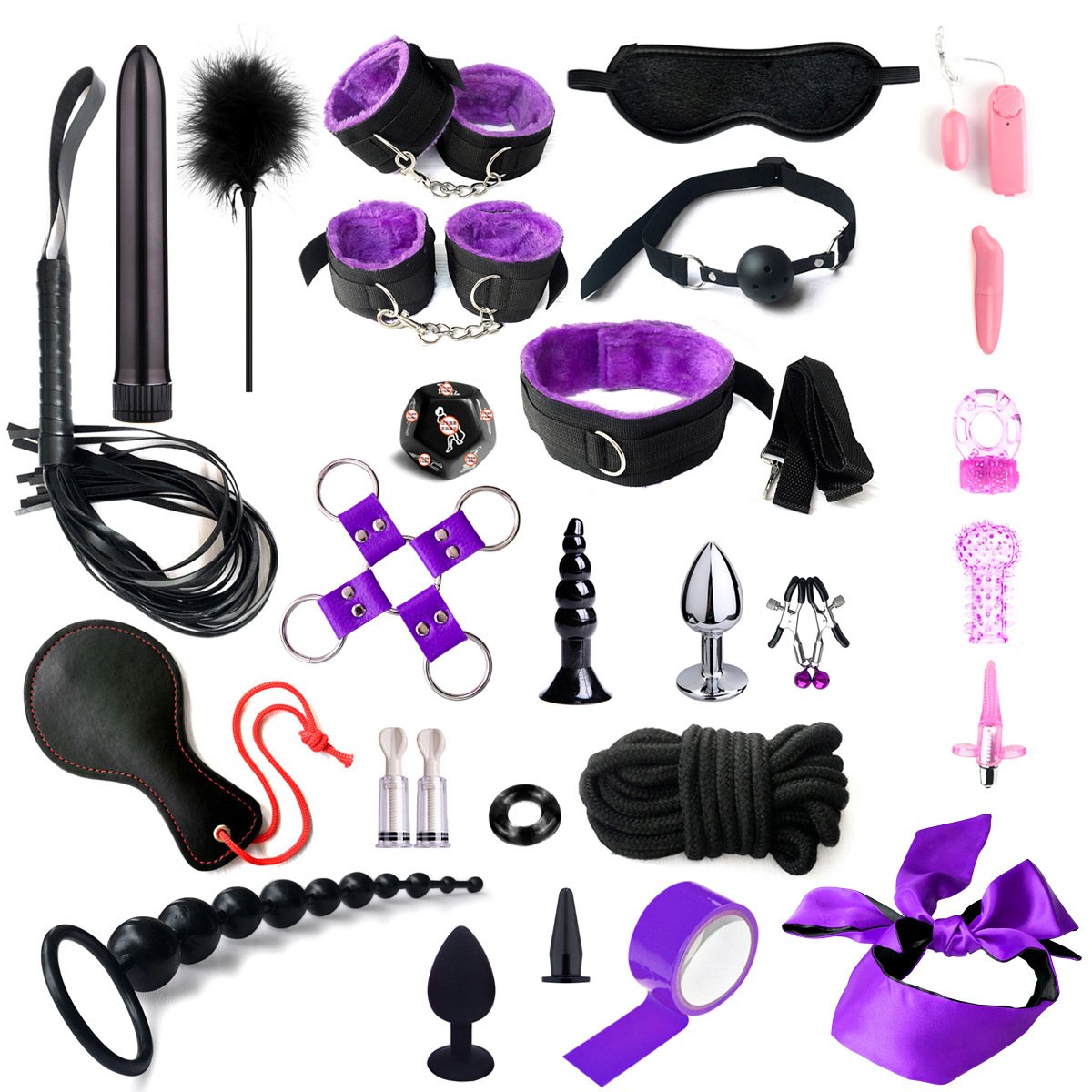 Delove 28pcs and 17pcs Bdsm Slave Sex Toys Game Gear Bondage Set Sm Anal Vibrator Accessories With Sex Toys For Couple