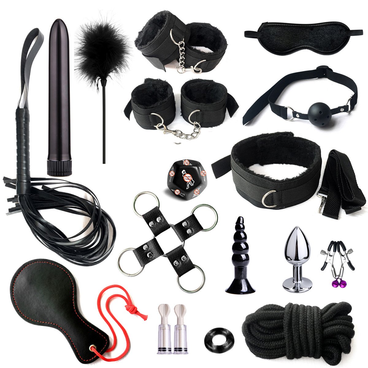 Delove 28pcs and 17pcs Bdsm Slave Sex Toys Game Gear Bondage Set Sm Anal Vibrator Accessories With Sex Toys For Couple
