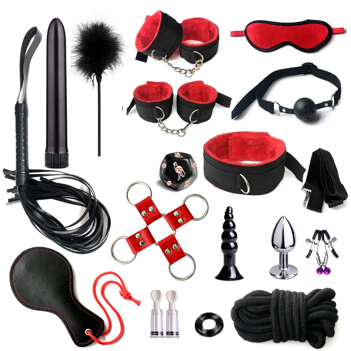 Delove 28pcs and 17pcs Bdsm Slave Sex Toys Game Gear Bondage Set Sm Anal Vibrator Accessories With Sex Toys For Couple