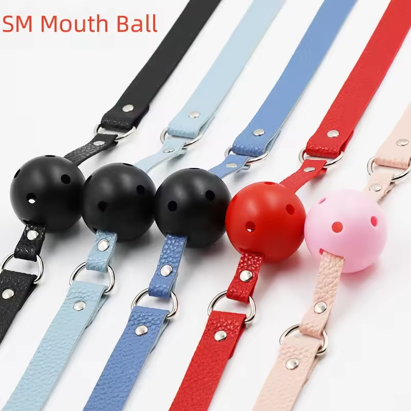 Mr.Shen BDSM Leather sm colorful Mouth Gags harness women mouth plug sex toys bondage Mouth Ball Female Slave Binding Prop