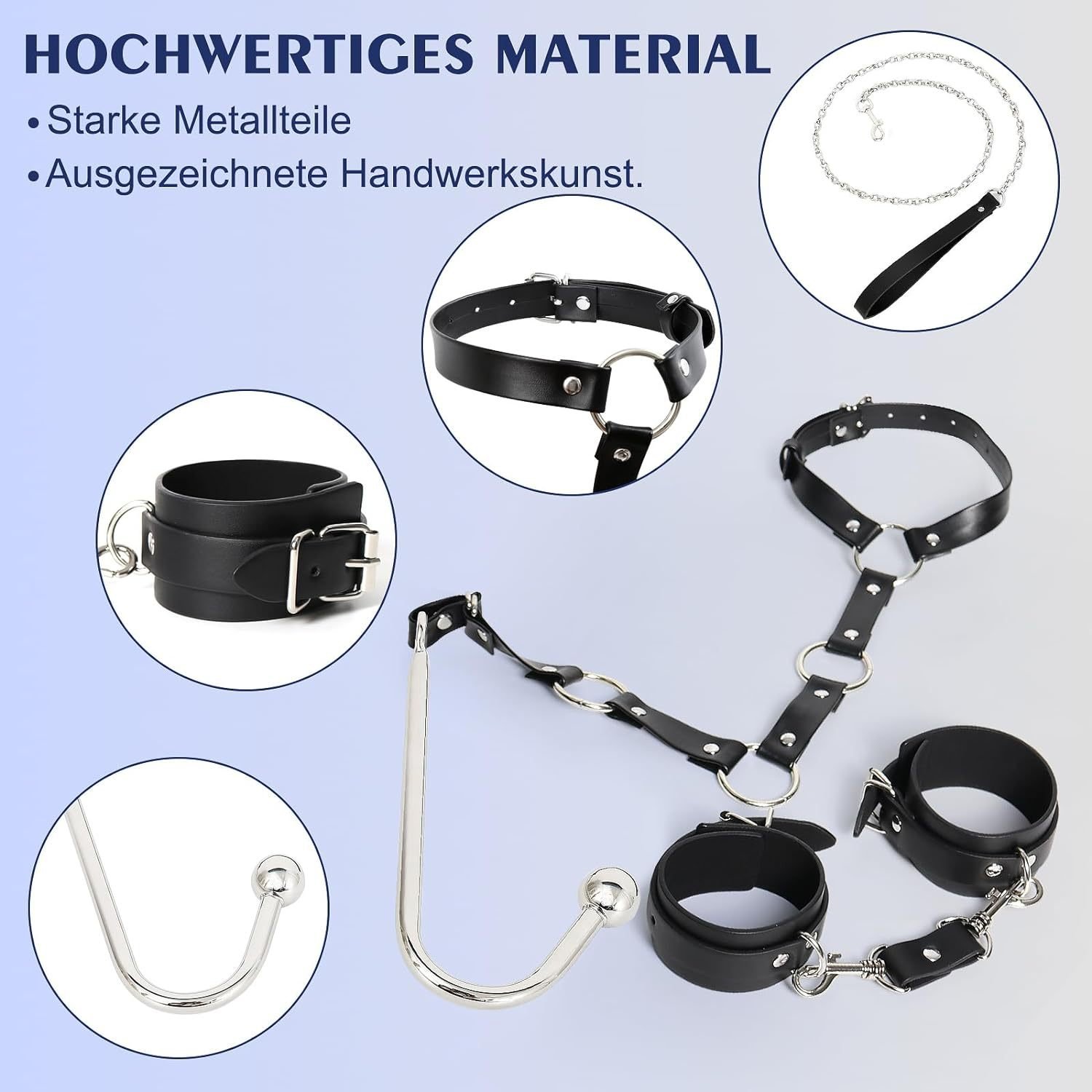 SM Fetish Sex Toys Adjustable Bondage Toy with Neck Collar Anal Hook Sex Toy for SM Play BDSM Gear