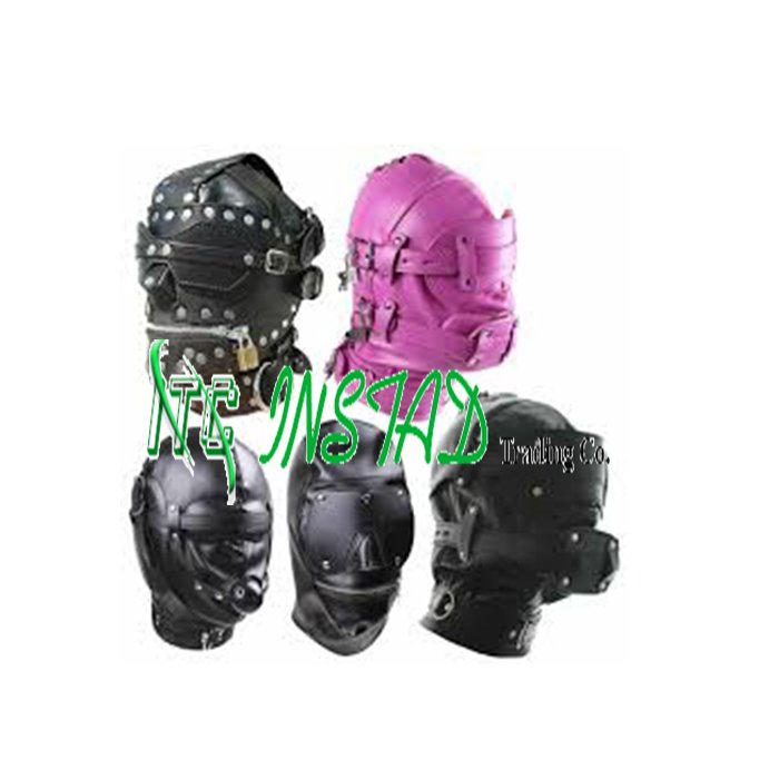 leather fetish face hood gear