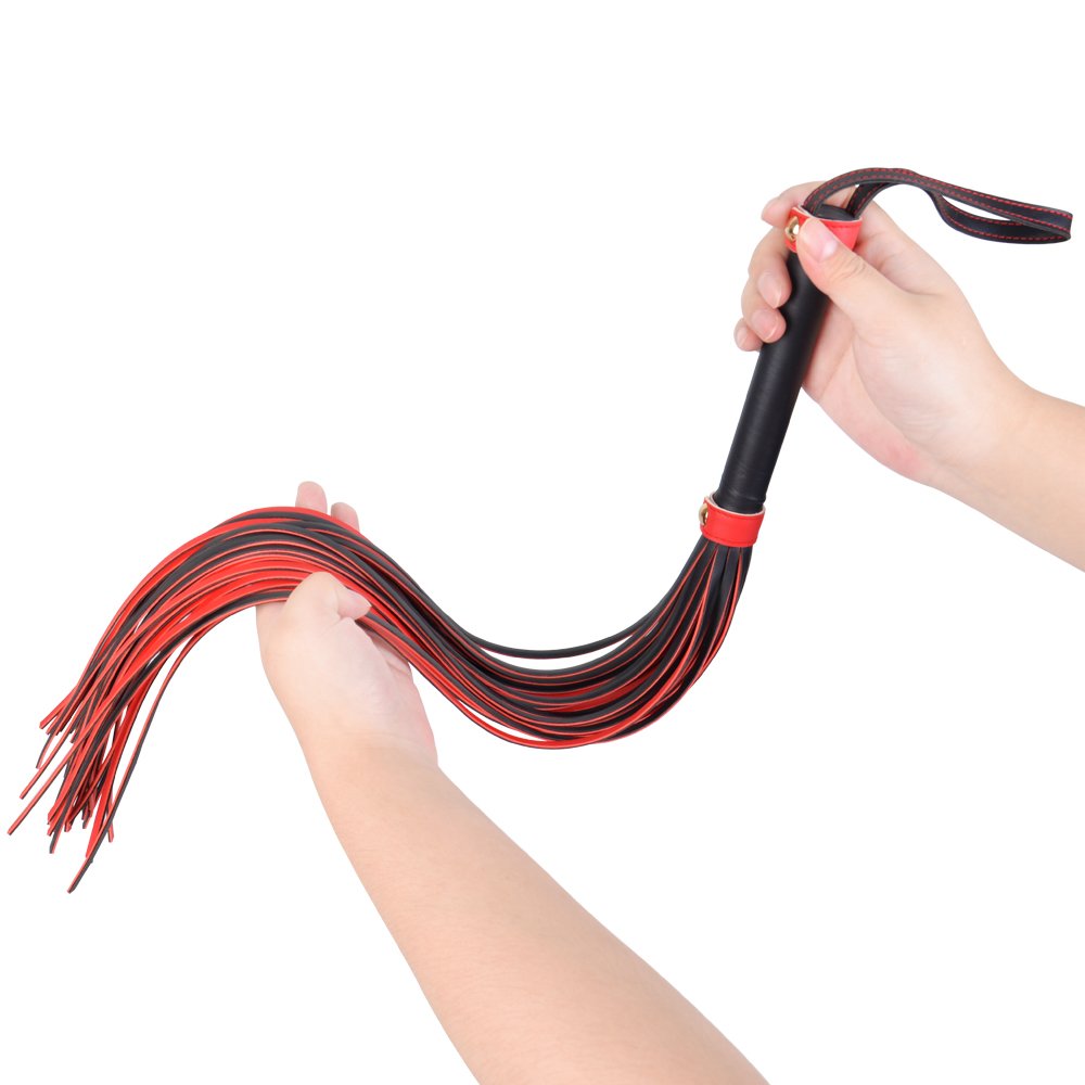 Red and Black Leather Paddle Flogger BDSM Adult Games Whip for Couples for SM Bondage Gear