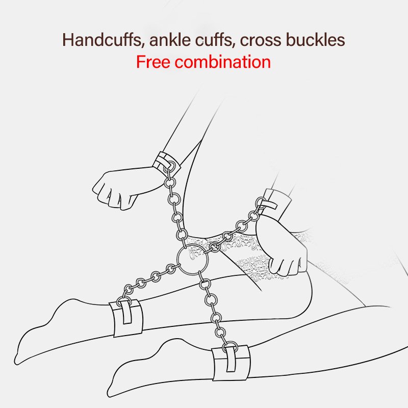 Adult sexual products are hot selling in foreign trade.handcuffs, ankle handcuffs, SM cross chain binding and restraint props