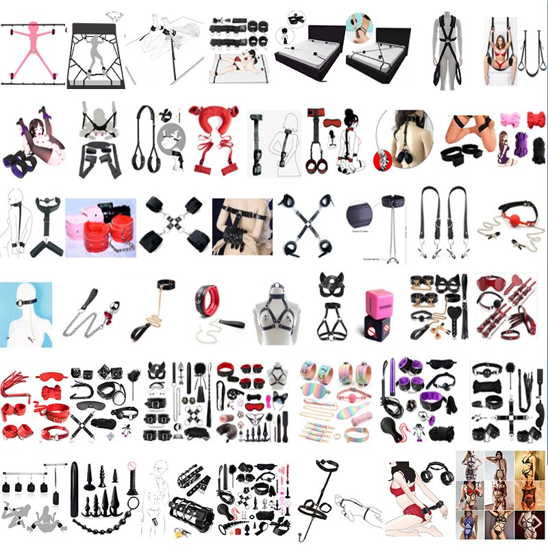 Nylon Straps Fetish back neck to wrist restraint cuffs Couple Punishment Equipment Gear blindfold and handcuffs bondage set