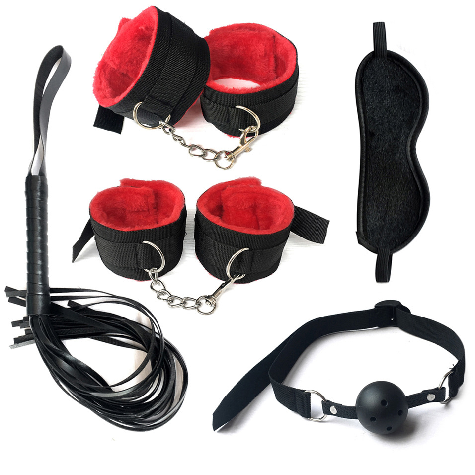 BDSM Sets Kits Bondage Gear Handcuffs Nipple Clamps Whip Spanking Anal Plug Adults SM Sex Toys for Women Men