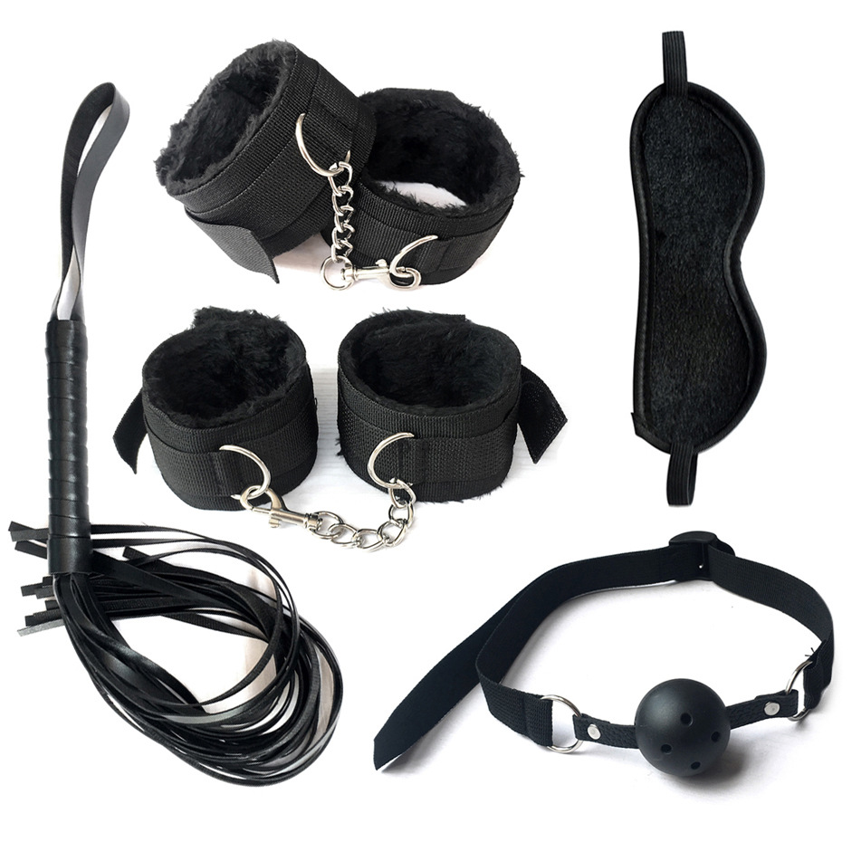 BDSM Sets Kits Bondage Gear Handcuffs Nipple Clamps Whip Spanking Anal Plug Adults SM Sex Toys for Women Men