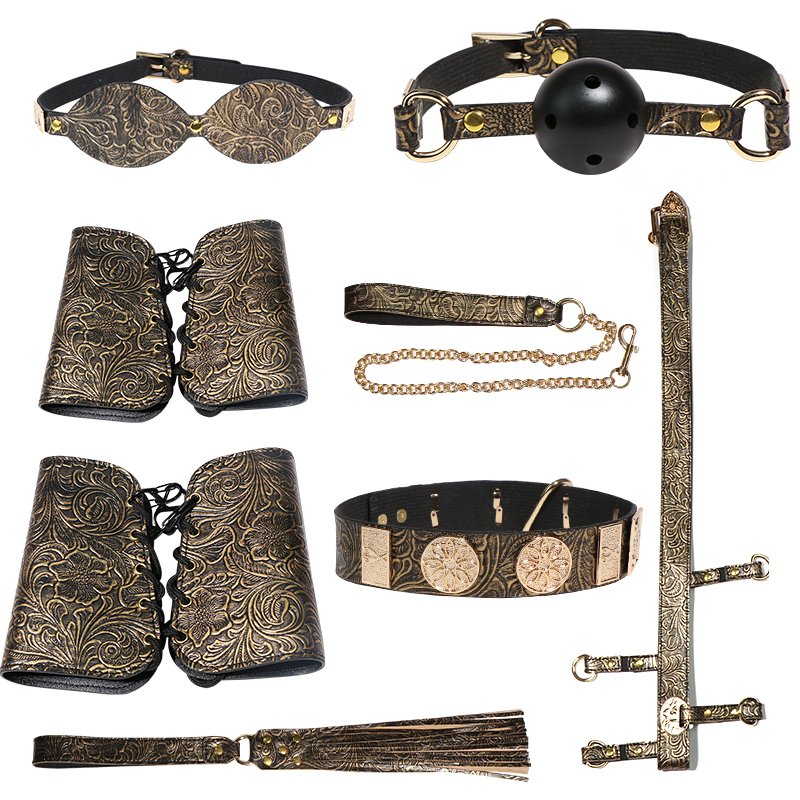 MOGlovers Hand Cuffs Bondage Bdsm Spanking Whip Gag Mouth Training Neck To Wrist Restraints Machine For Women