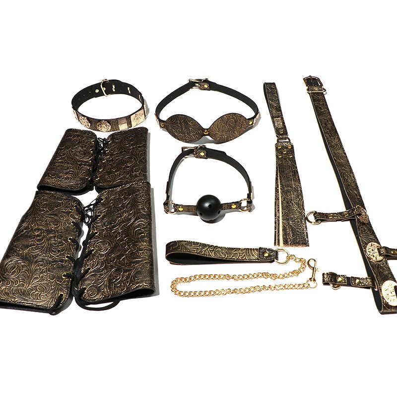 MOGlovers Hand Cuffs Bondage Bdsm Spanking Whip Gag Mouth Training Neck To Wrist Restraints Machine For Women