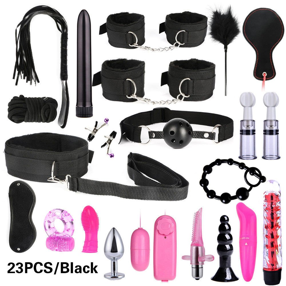 SM Games Set Handcuff Binding BDSM Bondage Restraint Slave Sex Toys for women% 23 PCS/Set Vibrator Bondage Kit Adult Erotic