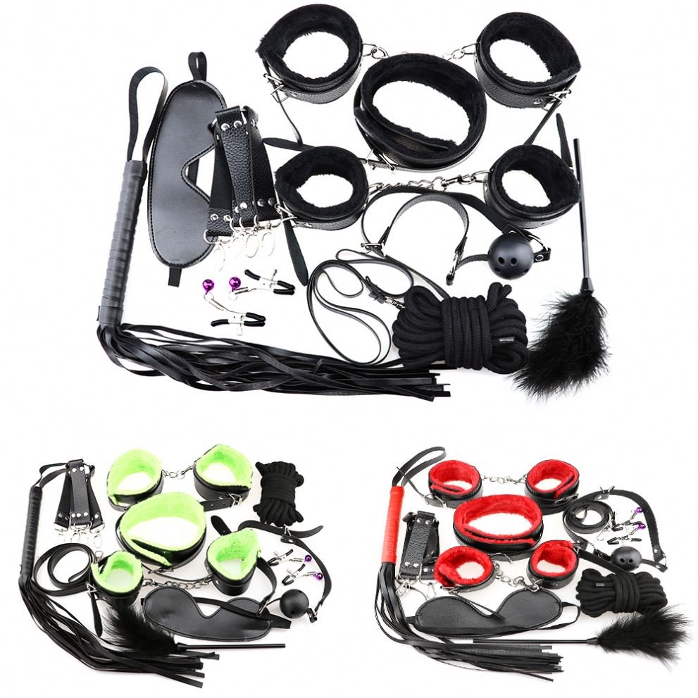 Adult Game 8Pcs Set Slaves Bondage Gear Sex Toys Gay Couple SM PU Leather Bondage Kit Fetish BDSM