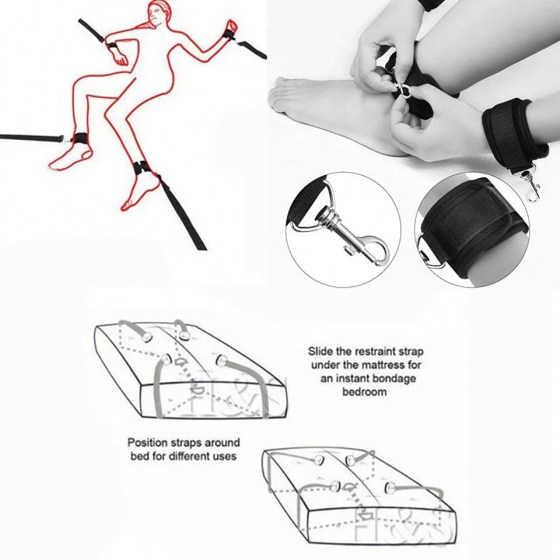 SM Bondage Kit Handcuffs Eye Patch Flirting Whip Bondage Pillow Flirt Game For Couple Adjustable Strap BDSM sex Kit Bondage gear