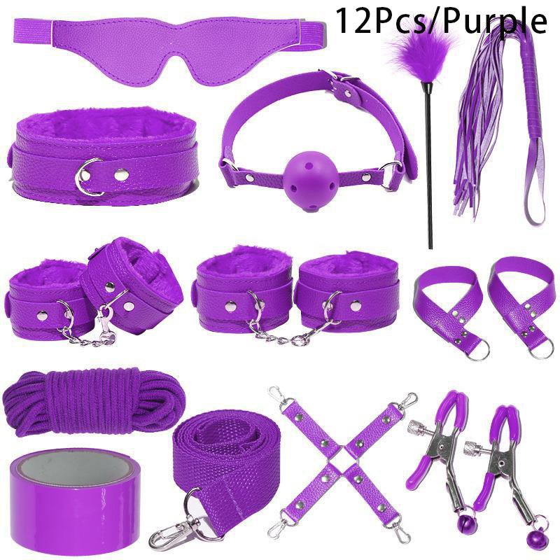 12Pieces In One Set Sex Product PU Leather Bondage Gear Slave Restraint Fetish Kit BDSM Sex Toy For Couple Adult Games