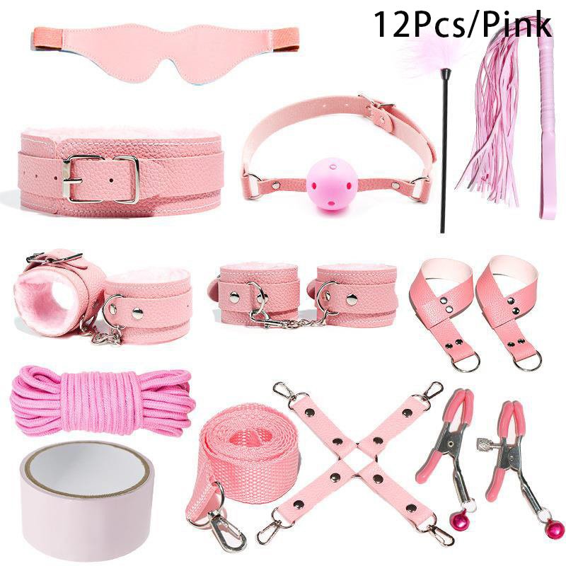 12Pieces In One Set Sex Product PU Leather Bondage Gear Slave Restraint Fetish Kit BDSM Sex Toy For Couple Adult Games
