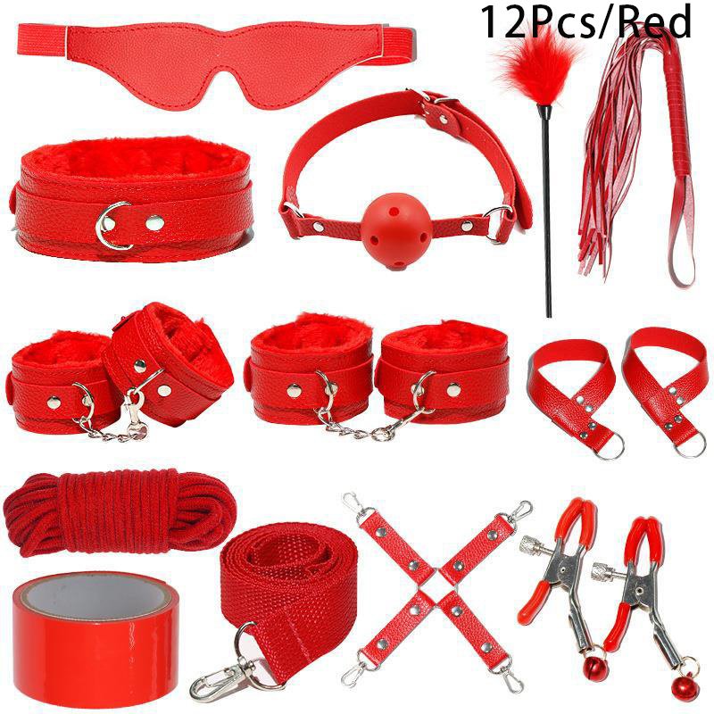 12Pieces In One Set Sex Product PU Leather Bondage Gear Slave Restraint Fetish Kit BDSM Sex Toy For Couple Adult Games