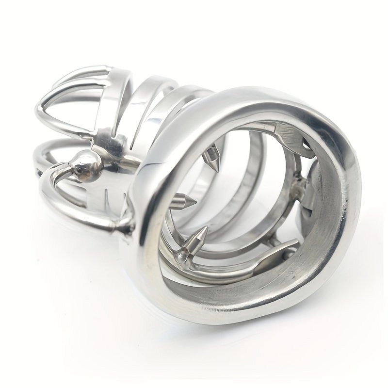 Men's Long Metal Chastity Lock Cage Curved Hook Clasp SM Spiked Restraint Device Breathable Bondage Gear Master-Servant Training