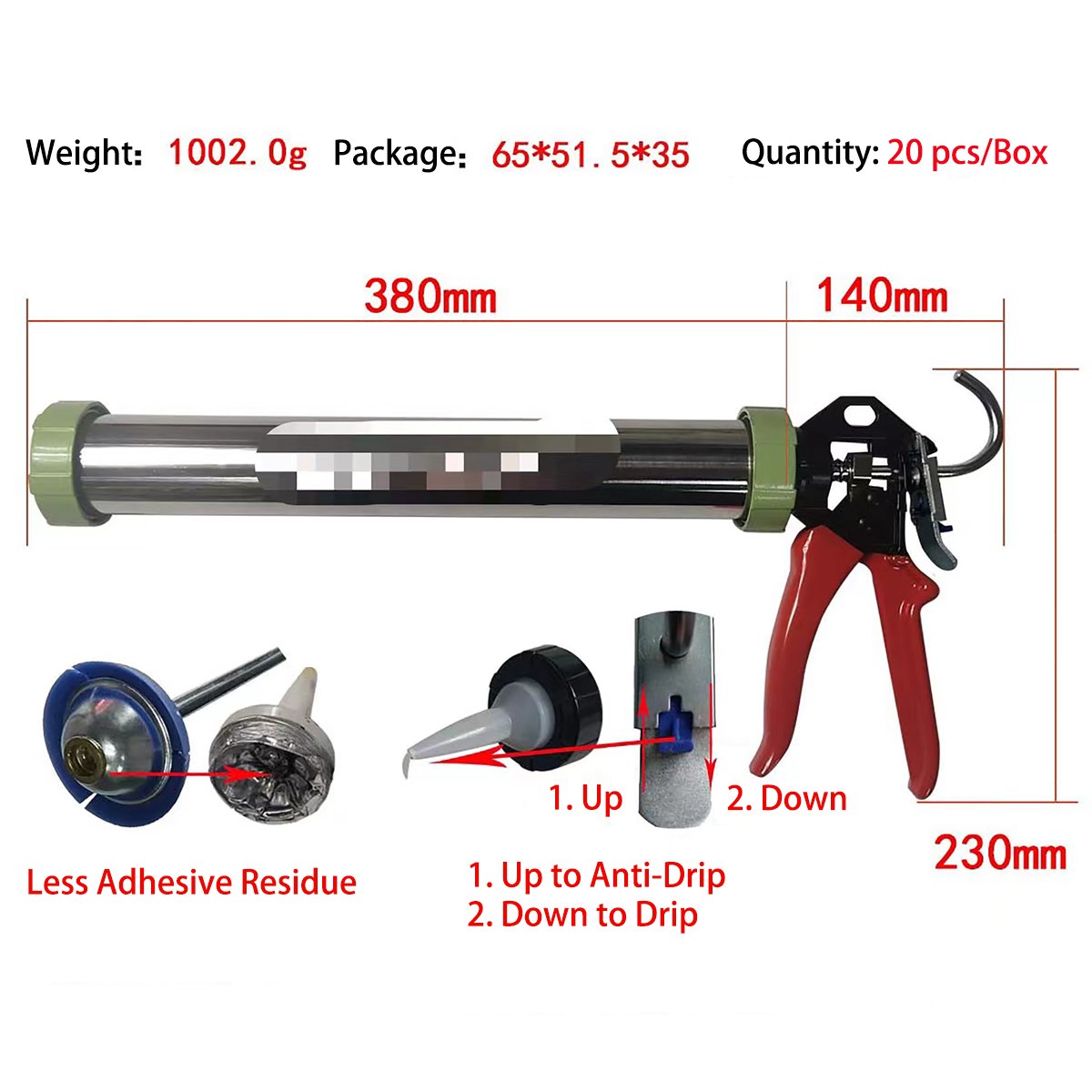 600ml Silicone Manual Sausage Caulking Gun