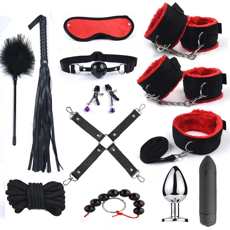 BDSM Set Bondage Gear Leather Sex Auxiliary Training 13 Kit Restraints Slave Adult Sex Toy Handcuff BDSM For Couple