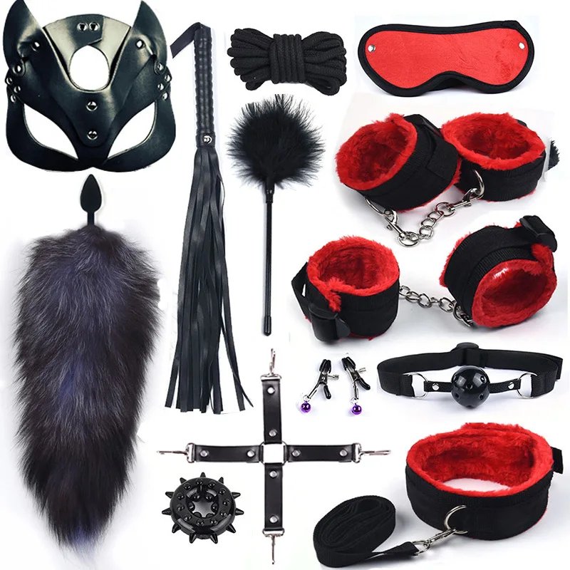 BDSM Set Bondage Gear Leather Sex Auxiliary Training 13 Kit Restraints Slave Adult Sex Toy Handcuff BDSM For Couple