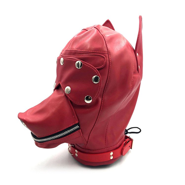 Detachable SM Sex Love Prop Leather Sex Toys Bondage Pullover Dog Head Cover Sex Gear for Men and Women Face Shields