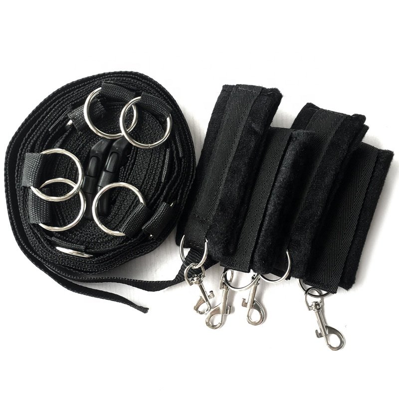 SM Sex BDSM Slave In Bed Bondage Restraints Straps Eye Mask Handcuffs Footcuffs Sex Toys Bondage Set