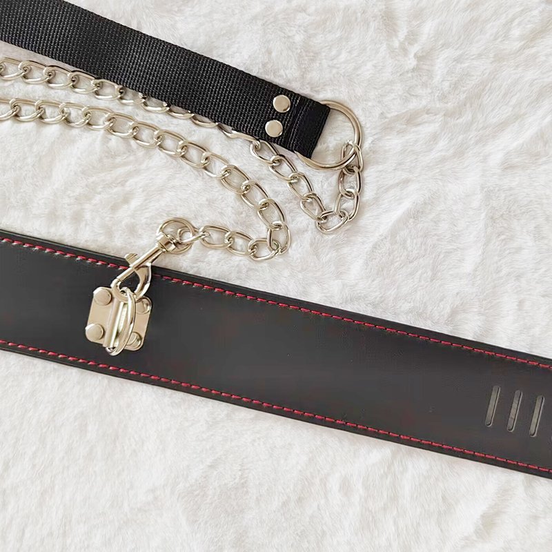 SM binding with lock belt loop metal chain traction flirtatious toy adult neck sleeve restraint