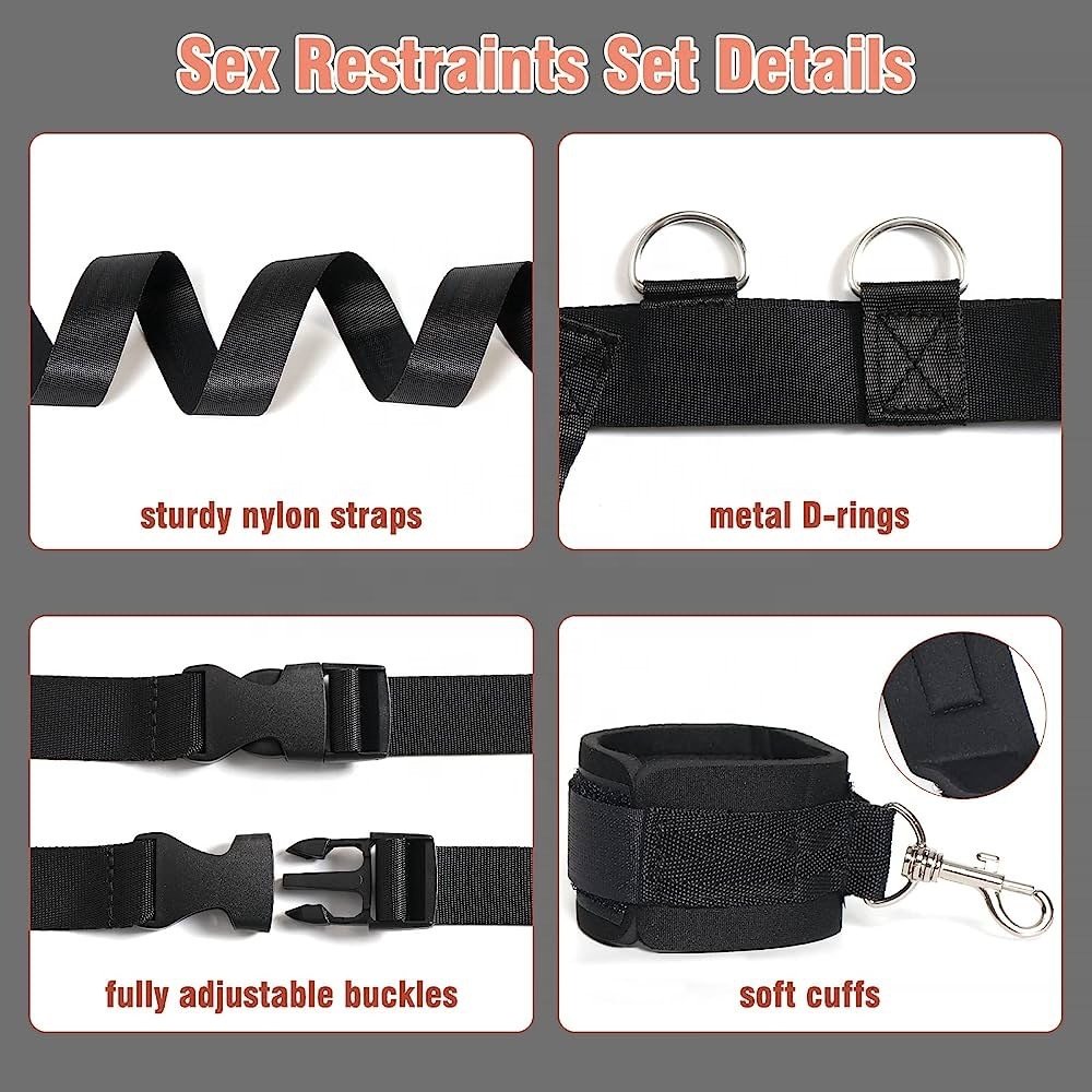 SM Adult Sex Bandage Upgrade Reinforced Bed Bondage Gear Binding Four Corner Bed Binding Sex Tool for Couple Chastity Accessory
