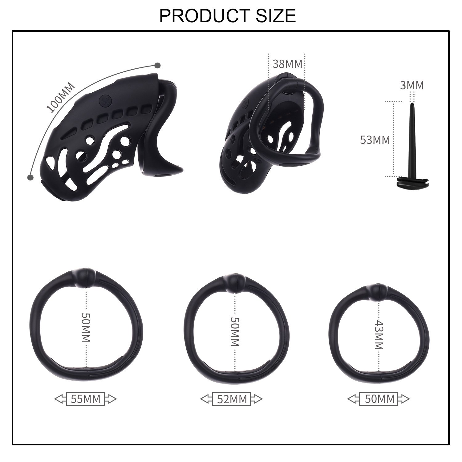 Nautilus Estim Male Chastity Cage Waterproof ABS Material Electric Shock Remote Control Sex Toys Penis Lock Black-Bondage Gear