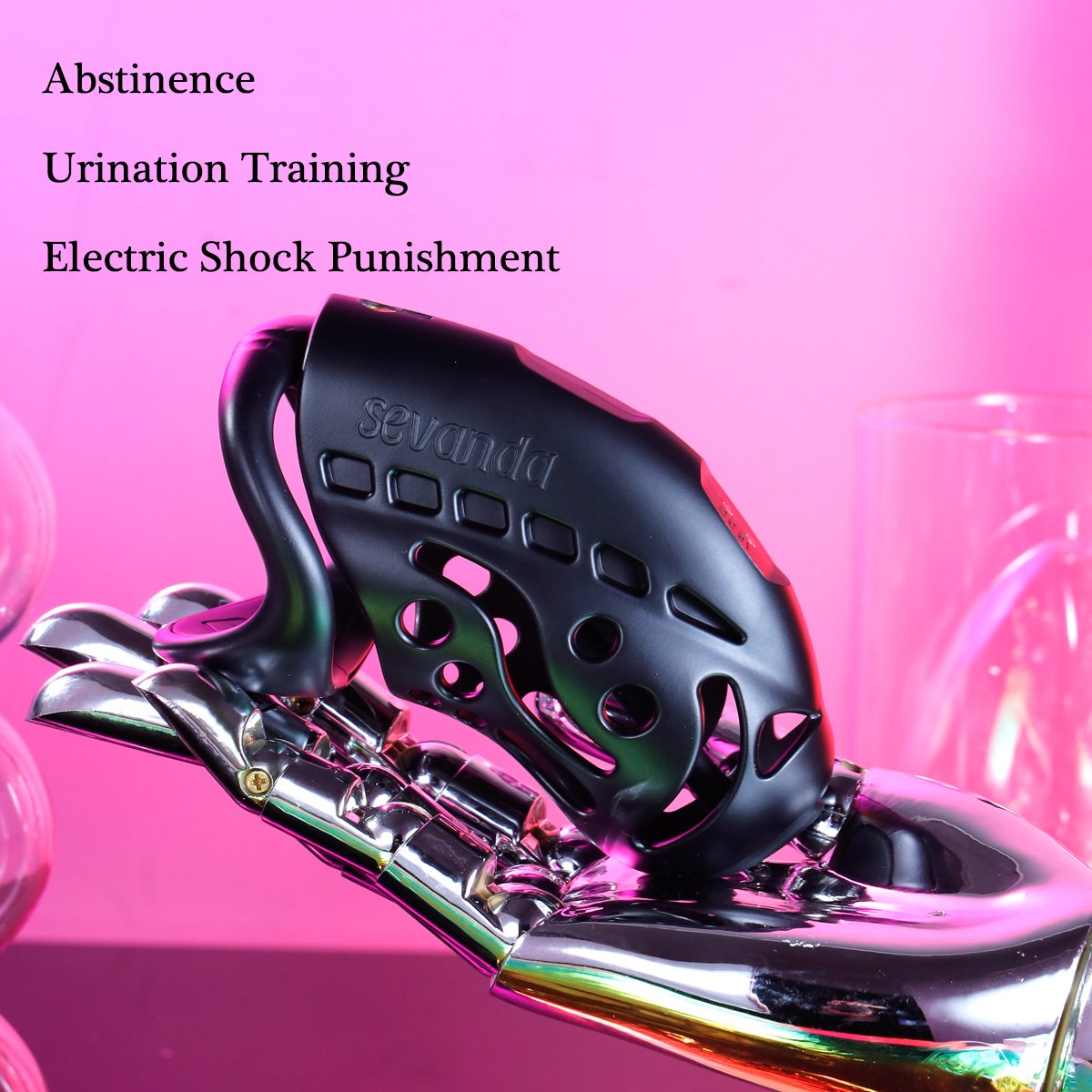 Nautilus Estim Male Chastity Cage Waterproof ABS Material Electric Shock Remote Control Sex Toys Penis Lock Black-Bondage Gear