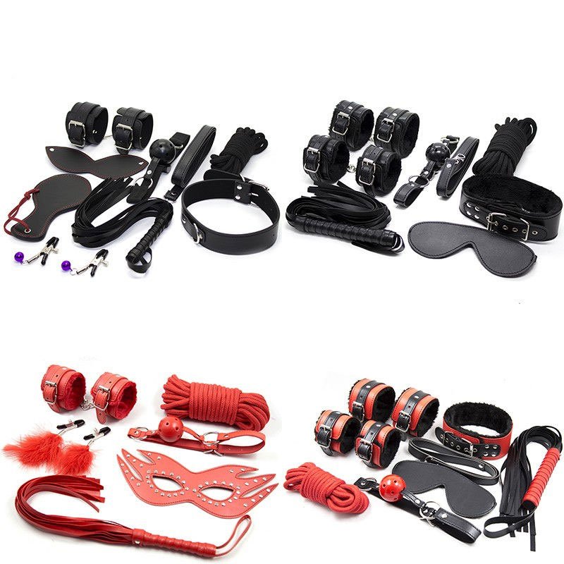 Leather Pvc Nipple Clamp Mouth Gag Ankle Game Chinese Restrains Fetish Bondage Set Rope Play Products Self Sexy Kit Device Wear