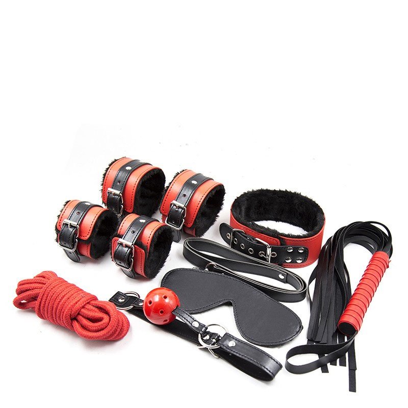 Leather Pvc Nipple Clamp Mouth Gag Ankle Game Chinese Restrains Fetish Bondage Set Rope Play Products Self Sexy Kit Device Wear