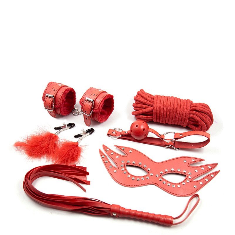 Leather Pvc Nipple Clamp Mouth Gag Ankle Game Chinese Restrains Fetish Bondage Set Rope Play Products Self Sexy Kit Device Wear