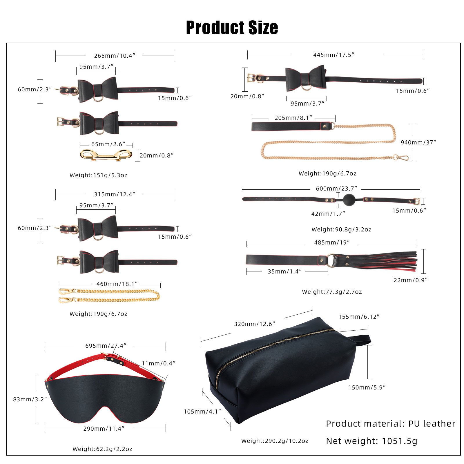 MOGlovers Bondage Gear Double Color Pu Leather Set 8 Pcs with Bag Bdsm Kits Toys for Women juguetes sexuales