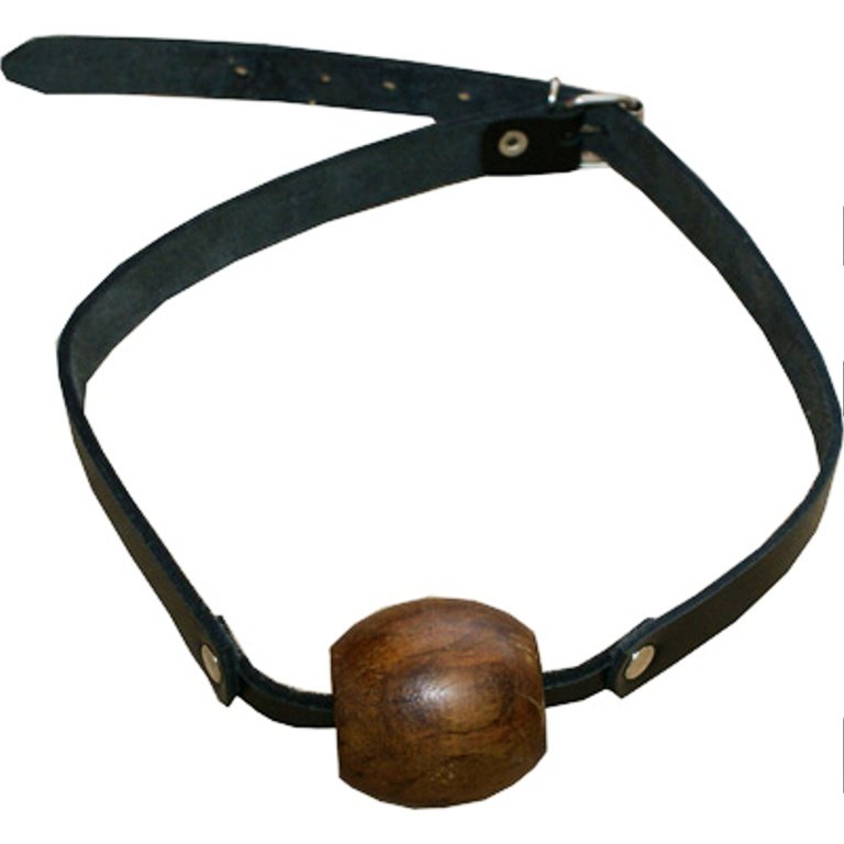 HMB-420B LEATHER MOUTH BALL GAG COSTUME CLUB WEARS BONDAGE WOOD BALLGAG