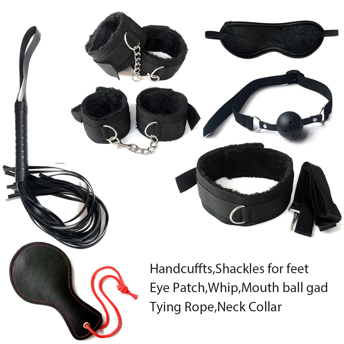 BDSM Set Kits Bondage Gear Handcuffs Nipple Clamps Whip Spanking Anal Plug Adults SM Sex Toys for Women Men