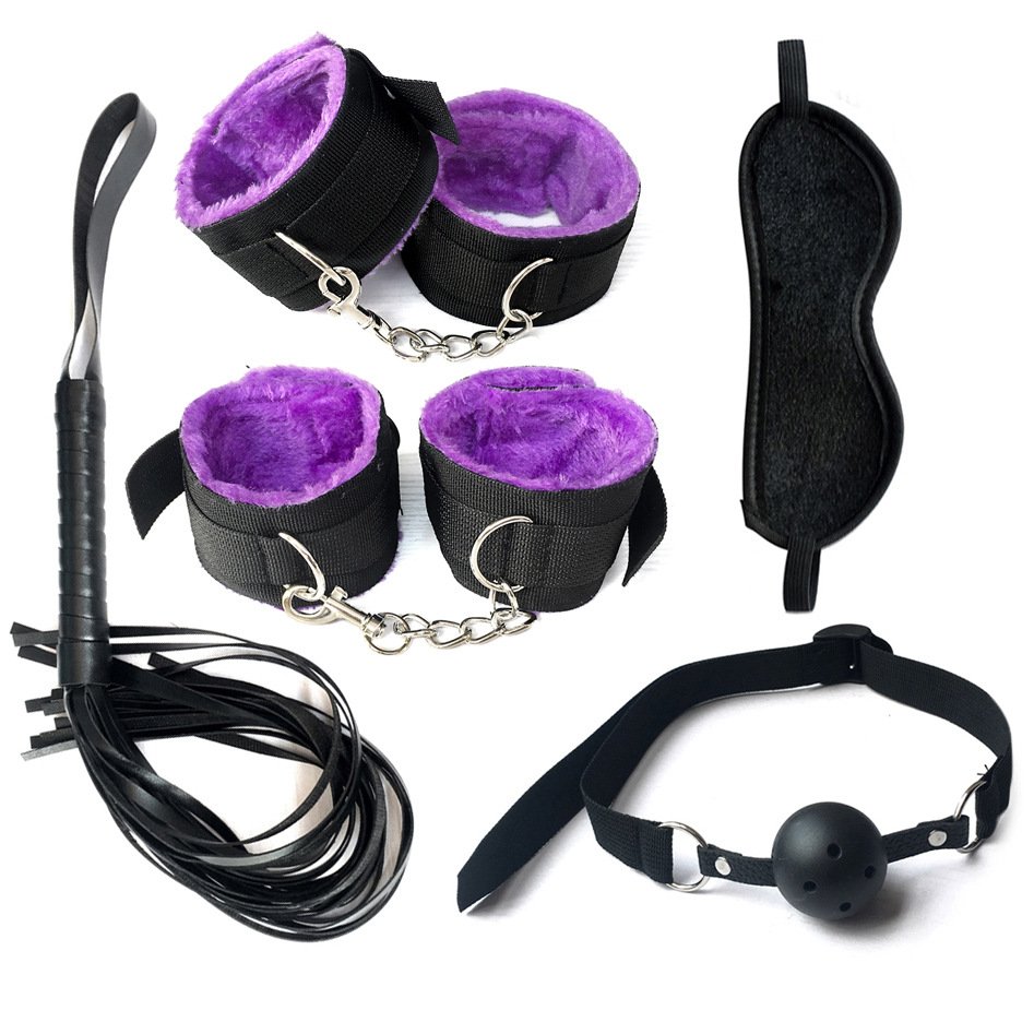 BDSM Set Kits Bondage Gear Handcuffs Nipple Clamps Whip Spanking Anal Plug Adults SM Sex Toys for Women Men