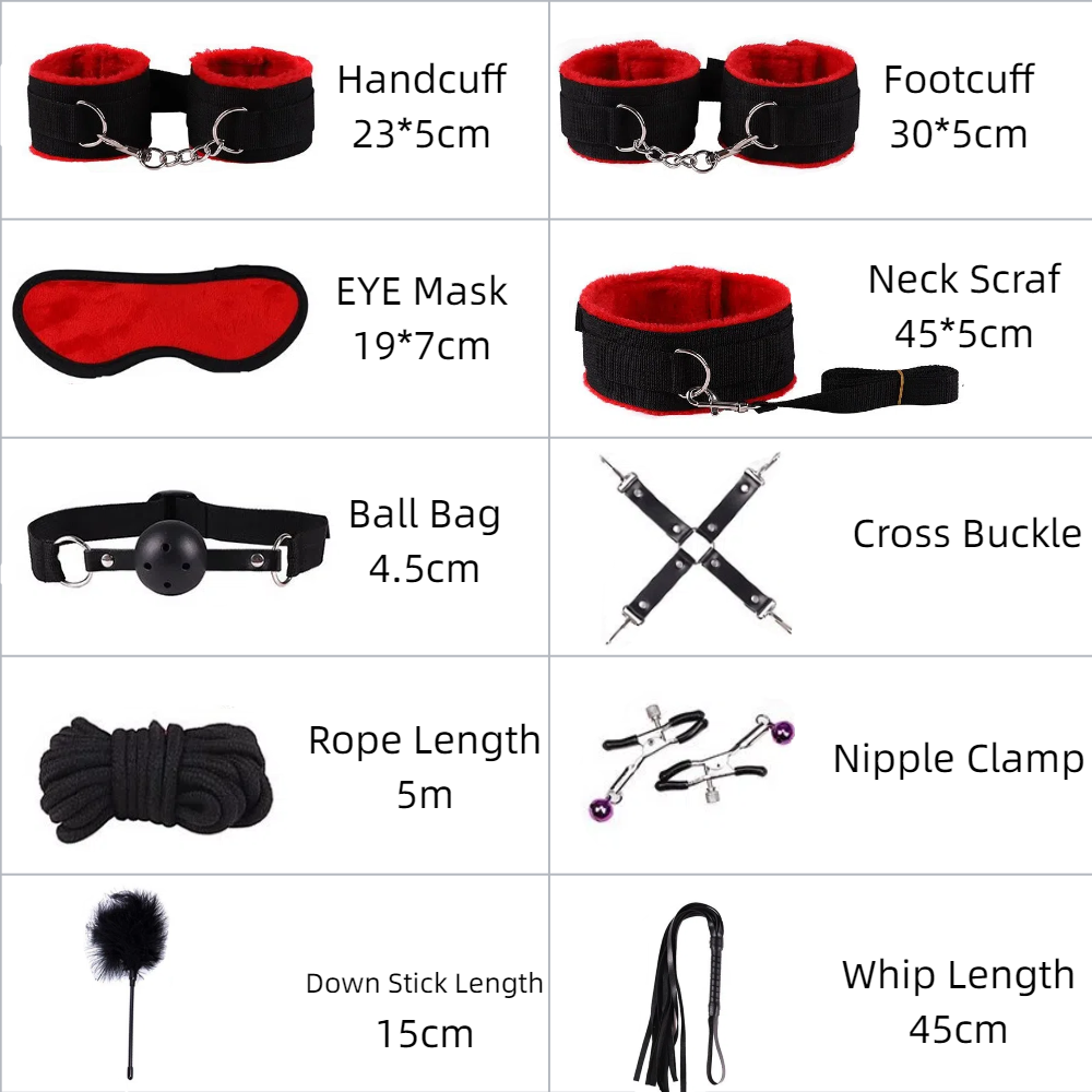 BDSM 10-piece set upgraded version bondage PU leather upgraded version fetish fun adult toys