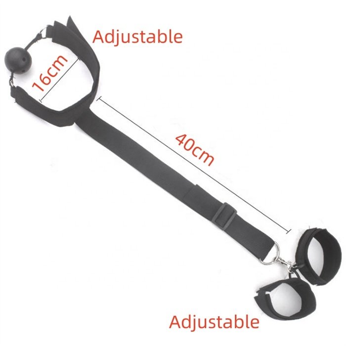 Couple SM bondage restraint gear sex toys adjustable handcuff with mouth gag
