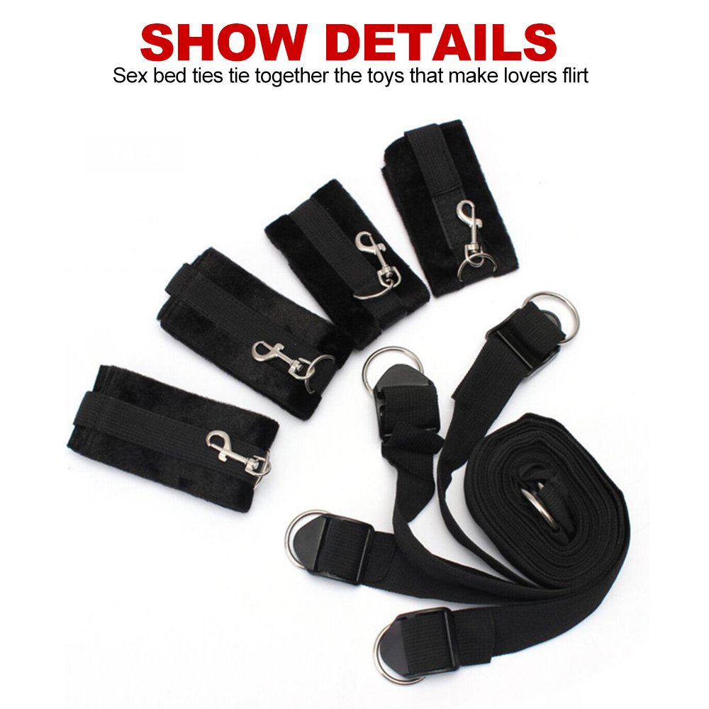 BDSM Bondage Gear Kit Set Bed Handcuffs Ankle Cuff Restraints Sex Toys for Women Men Couples Adult Games Erotic Accessories%
