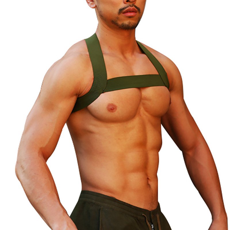 Gay sexy elastic shoulder strap bondage gear chest strap chest muscle elastic harness men