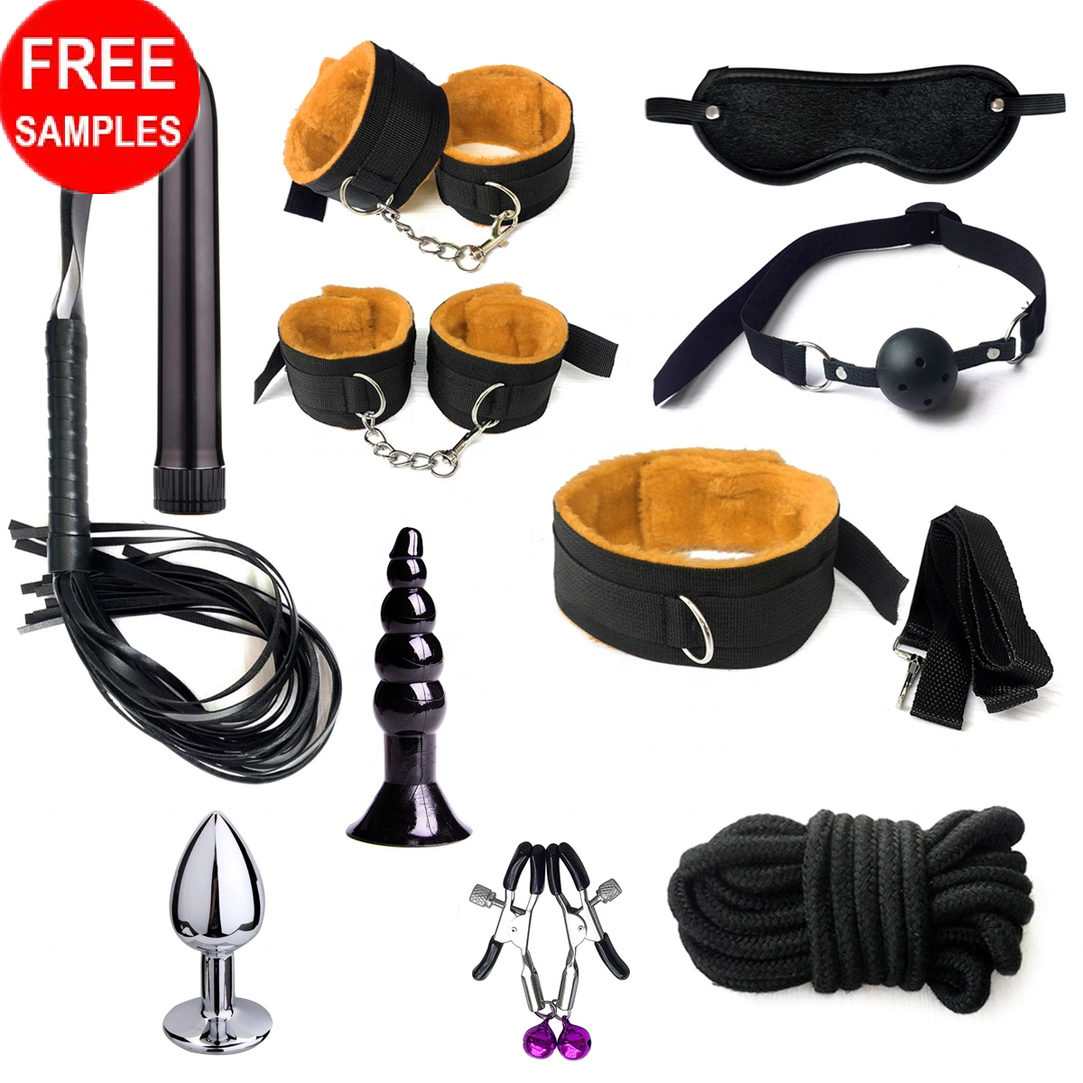 11pcs Anal Plug Handcuffs Mouth Gag Kit Fetish Bondage Restraint Slave bullet-Vibrator Bdsm Suit for Adult Sex Game