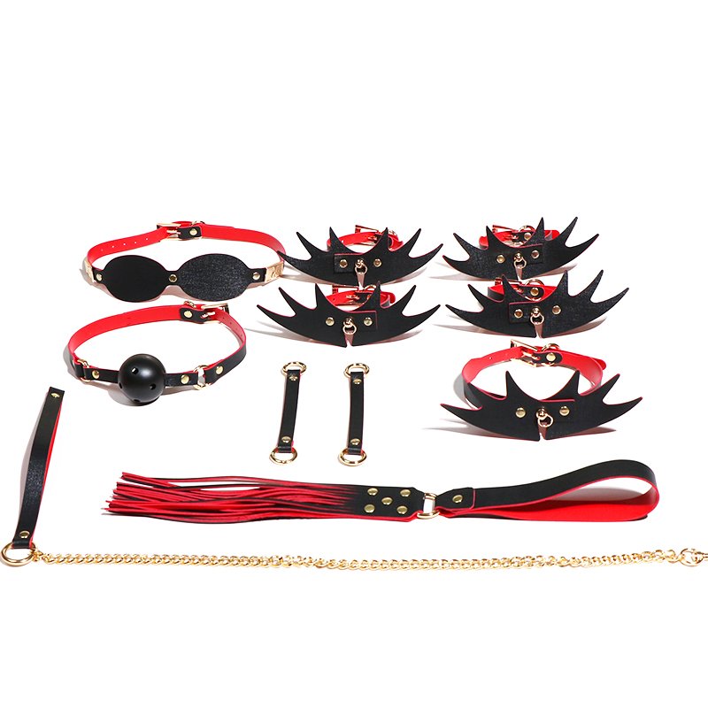 Metal Leather Bdsm Bondage Gear Butterfly Blindfold Adjustable Sex Handcuffs Leather Whip