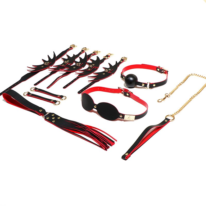 Metal Leather Bdsm Bondage Gear Butterfly Blindfold Adjustable Sex Handcuffs Leather Whip