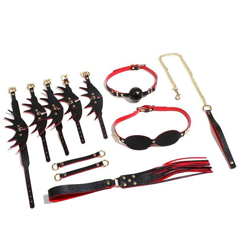 Metal Leather Bdsm Bondage Gear Butterfly Blindfold Adjustable Sex Handcuffs Leather Whip