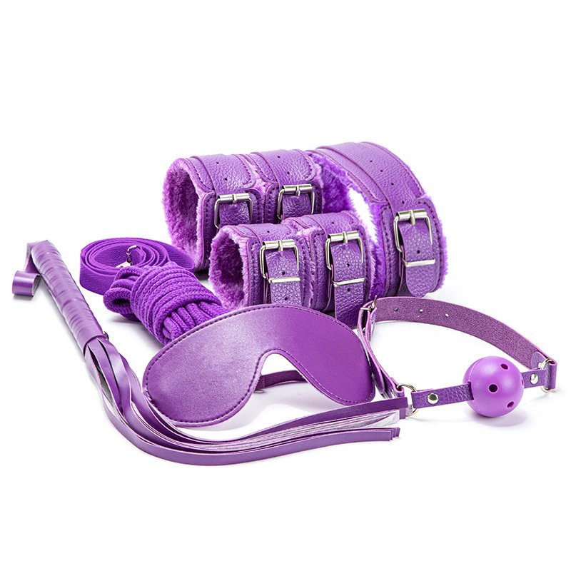 Bdsm Erotic Adult Game Sex Toy Bondage Kit Leather Harness Handcuffs Blindfold Collar Whip Sm Bondage Sex Toys For Men And Woman
