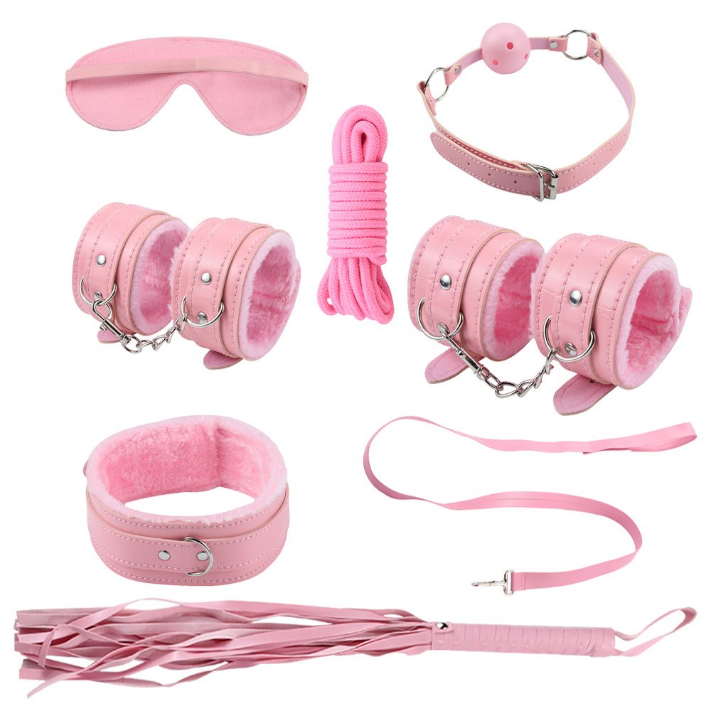 Bondage Gear Without Fluff Plain Pattern Leather Bondage Set With Fluff BDSM Set Sex toys Adult juguetes sexuales